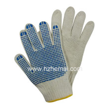 Knitted Polycotton PVC Dotted Gloves Safety Work Glove